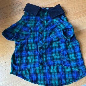 Plaid Dog’s Shirt - Blue and Green - XL